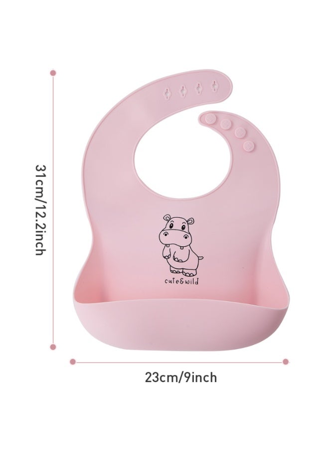 Cute and Wild Baby Silicone Baby Bibs Set of 2, Adjustable Waterproof Feeding Silicon Bib with Food Catch Pocket, BPA Free Soft Toddler Bib, Baby Led Weaning & Self Feeding Essentials, Easy Clean Baby Bib, 6M+ - Image 2